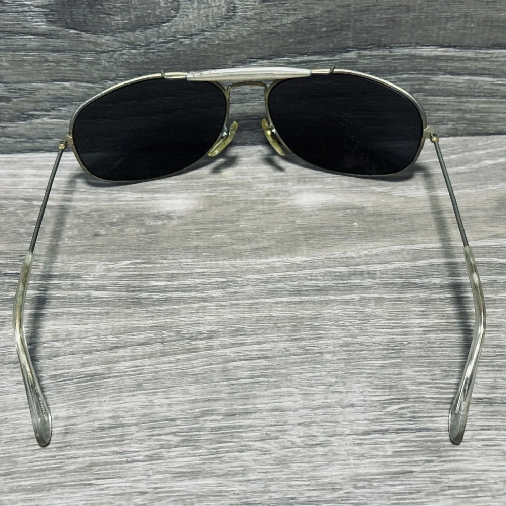 Sunglasses Mens Gold Black Aviator Double Bridge‎ Metal Wire Frame Classic Vtg